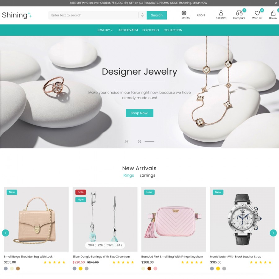 Shining - Luxury Jewelry, Accessories & Gems Shop Template