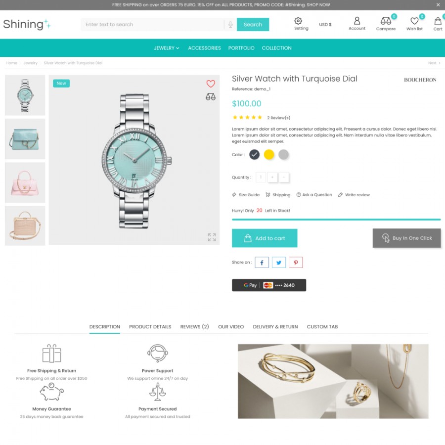 Shining - Luxury Jewelry, Accessories & Gems Shop Template