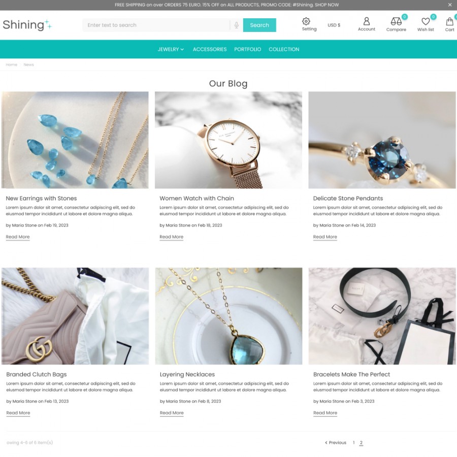 Shining - Luxury Jewelry, Accessories & Gems Shop Template