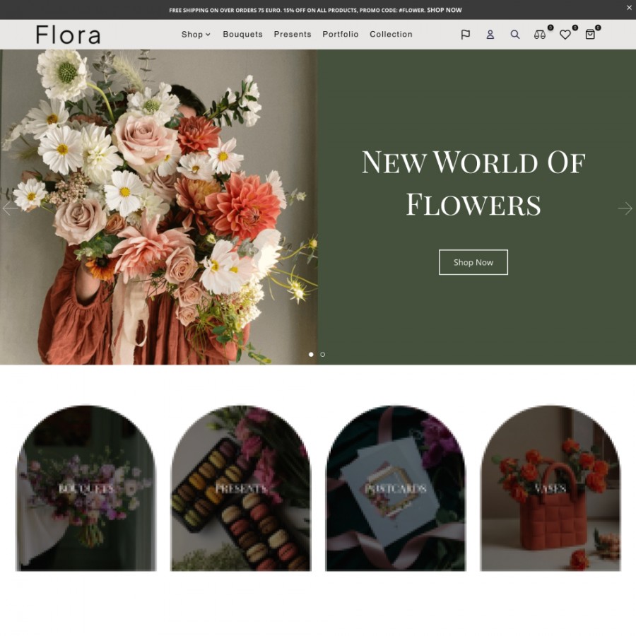 Flora - Florist, Decor, Flowers, Chocolate, Gifts Prestashop Theme