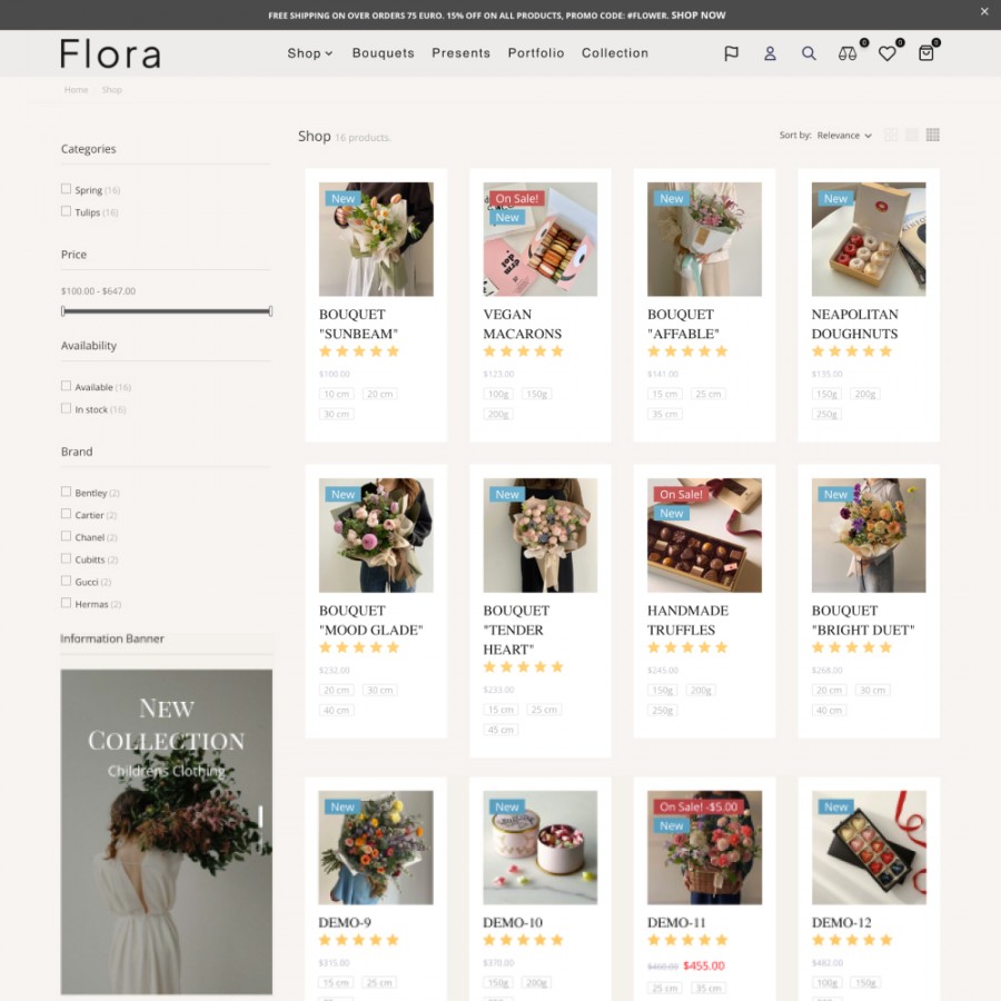 Flora - Florist, Decor, Flowers, Chocolate, Gifts Prestashop Theme