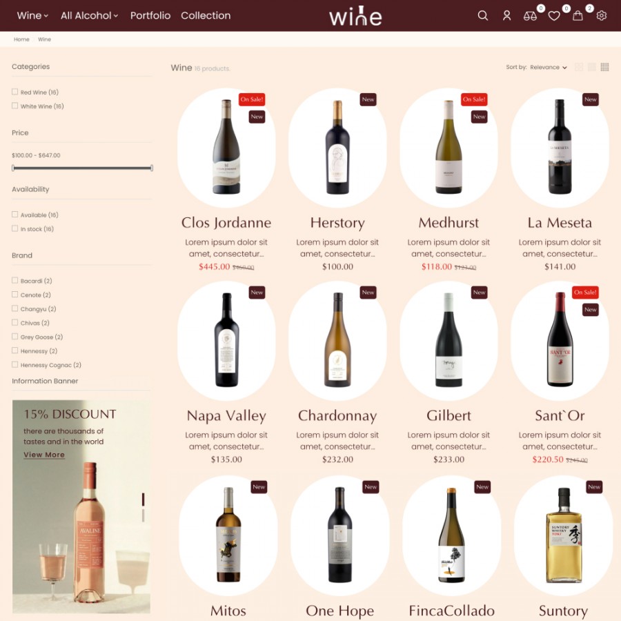 Red Wine - Drink, Alcohol, Cocktails, Tobacco Shop Prestashop Theme