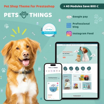 Pets Things - Animals Accessories, Pet Care, Food Prestashop Theme