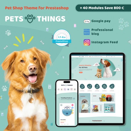 Pets Things - Animals Accessories, Pet Care, Food Prestashop Theme