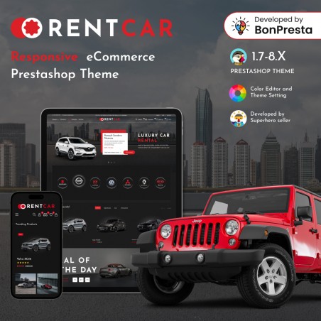 Rental Car - Auto and Motorcycles, Bikes & Tools Prestashop Theme