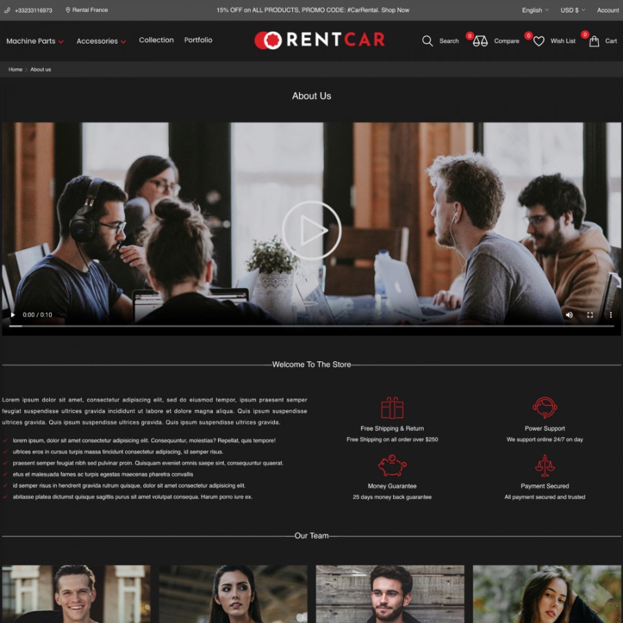 Rental Car - Auto and Motorcycles, Bikes & Tools Prestashop Theme