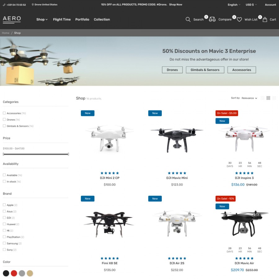 AERO - Drones, Electronics, Smart Technology, Games Prestashop Theme