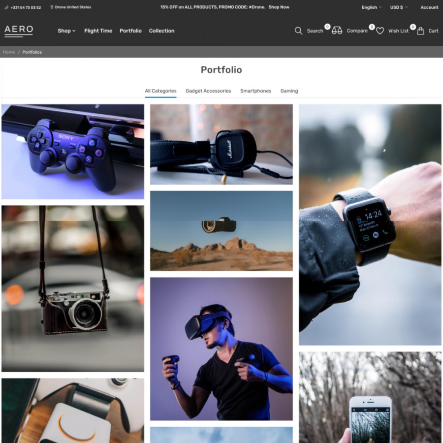 AERO - Drones, Electronics, Smart Technology, Games Prestashop Theme