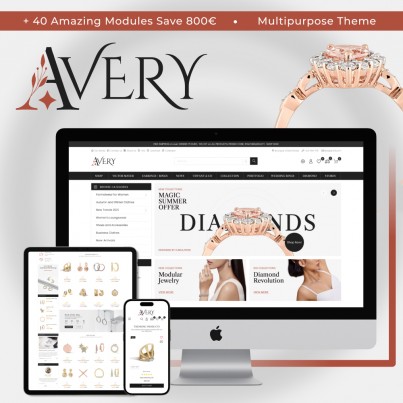 Avery - Jewelry & Gems, Accessories, Bags and Gold Shop Prestashop Theme