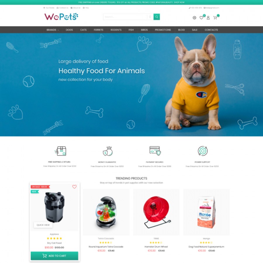 WePets - Animals & Pets Care, Food, Clothes, Toys Prestashop Theme