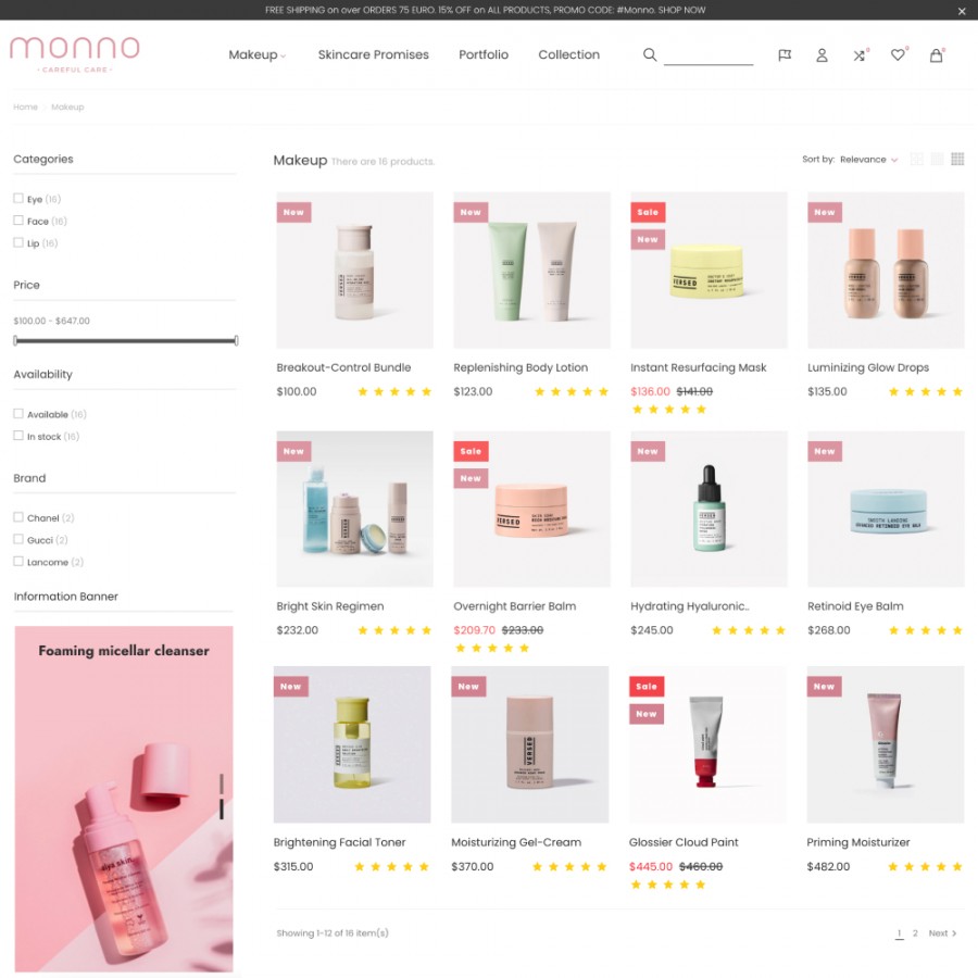 Monno - SPA, Health, Perfume, Beauty and Cosmetics Prestashop Theme