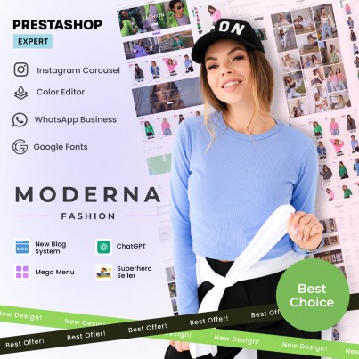 Moderna Fashion - Clothes & Lingerie, Jewelry, Bags Prestashop Theme