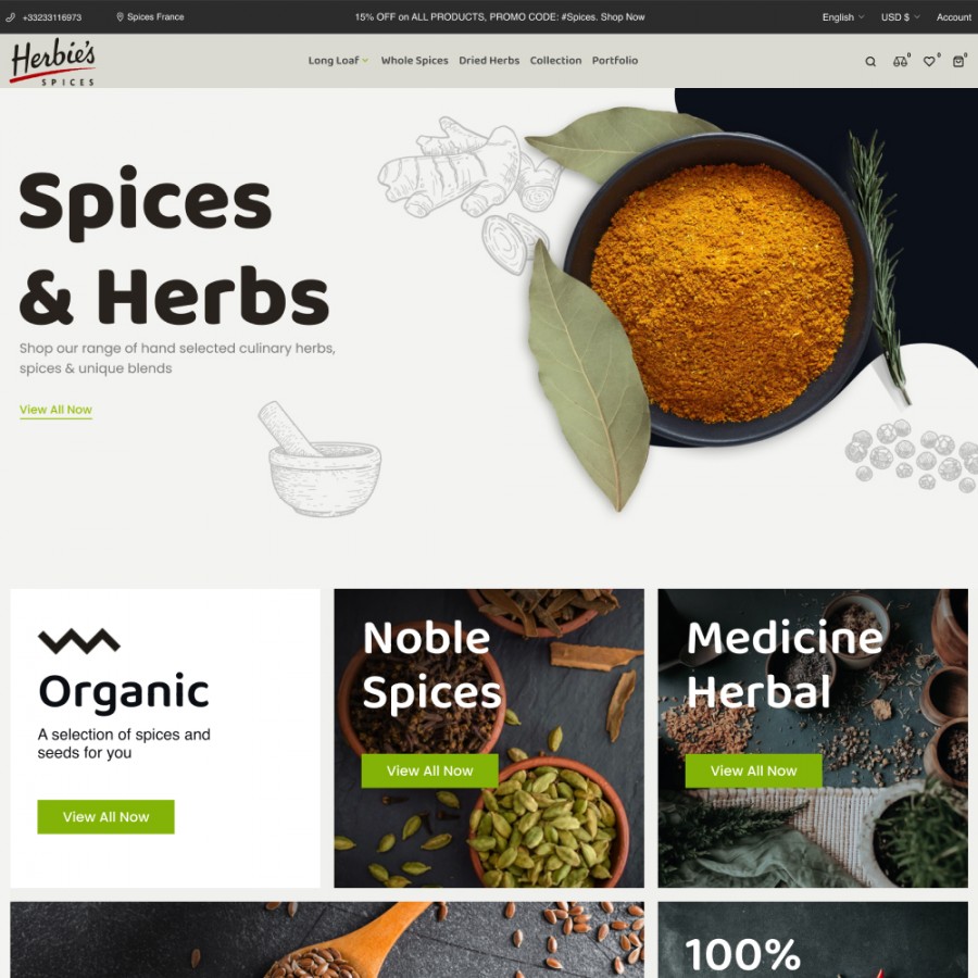 Spices - Eco Herbs & Food Shop, Restaurant, Supermarket Prestashop Theme