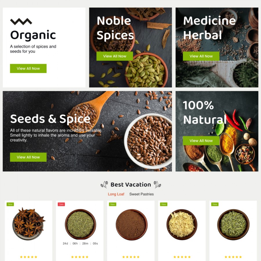 Spices - Eco Herbs & Food Shop, Restaurant, Supermarket Prestashop Theme