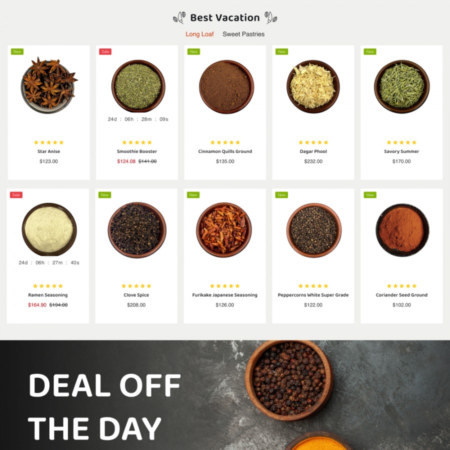 Spices - Eco Herbs & Food Shop, Restaurant, Supermarket Prestashop Theme