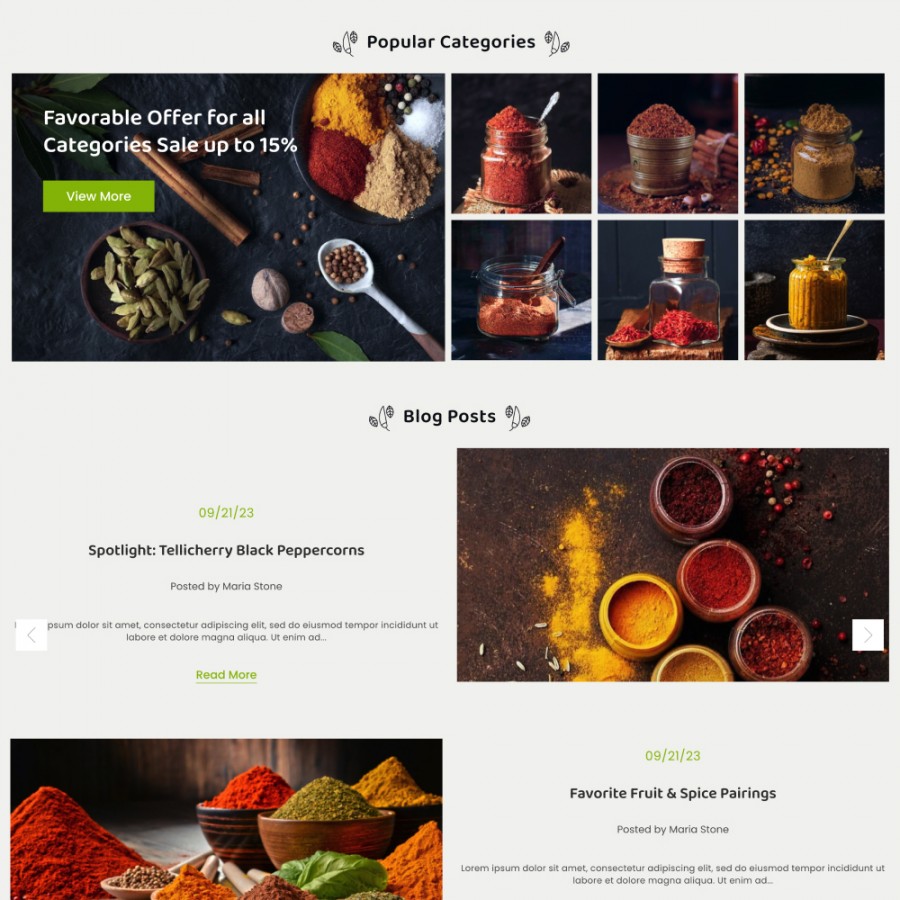 Spices - Eco Herbs & Food Shop, Restaurant, Supermarket Prestashop Theme