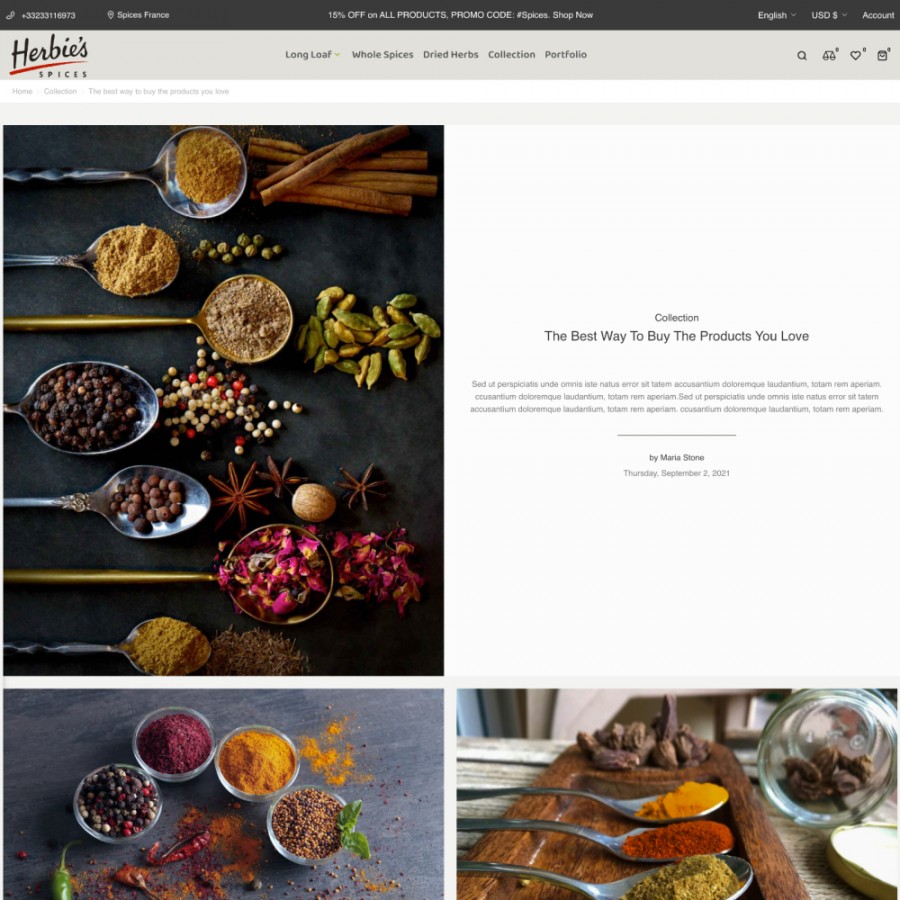 Spices - Eco Herbs & Food Shop, Restaurant, Supermarket Prestashop Theme