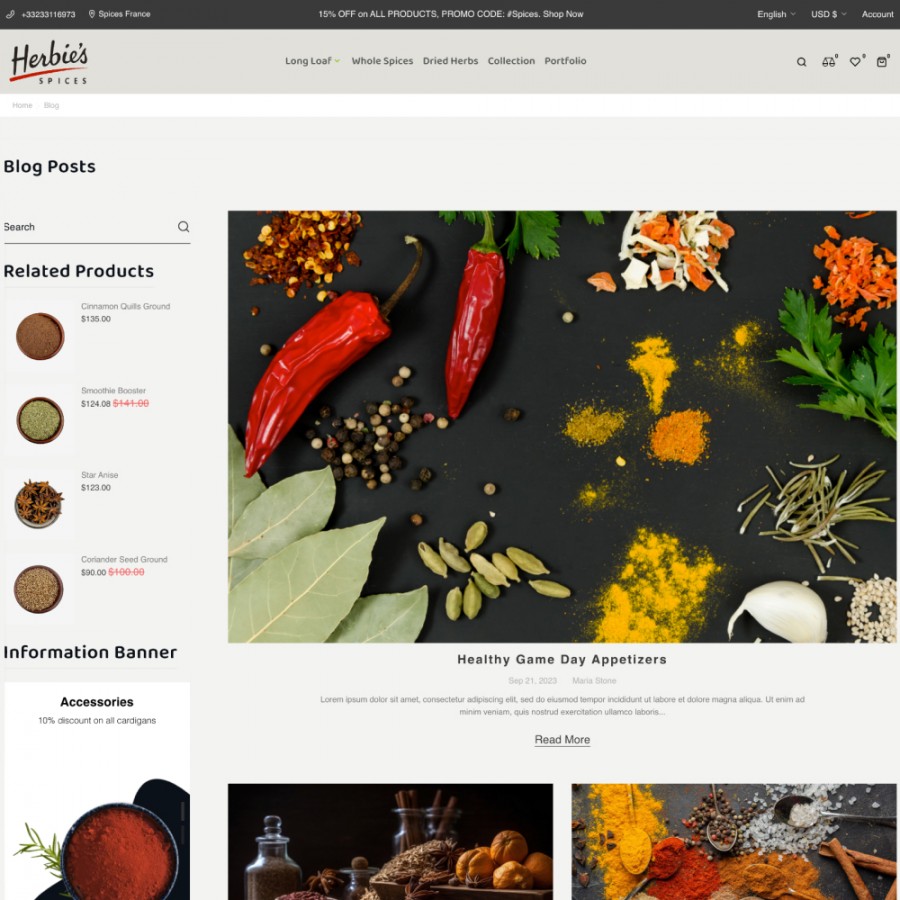 Spices - Eco Herbs & Food Shop, Restaurant, Supermarket Prestashop Theme