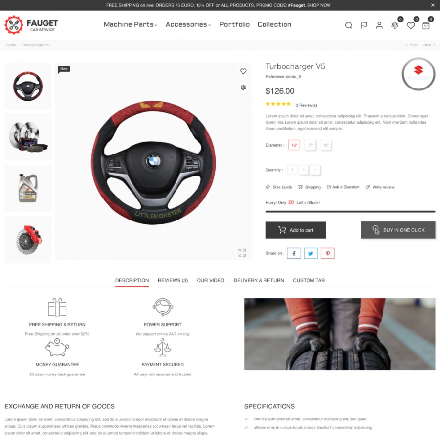 FAUGET - Car Services & Auto Rental, Tools, DIY Prestashop Theme