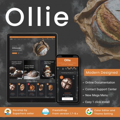 Ollie - Bread, Homemade Bakery, Buns & Bagels Shop Template
