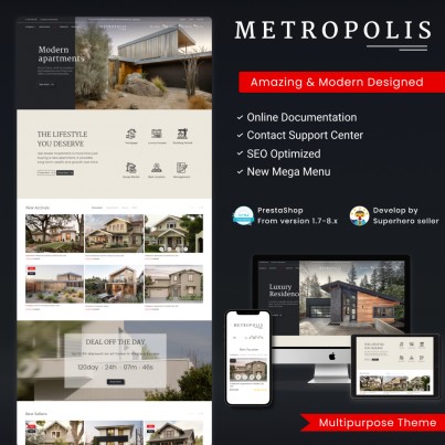 Metropolis - Real Estate Agency, Rentals and Bookings Template