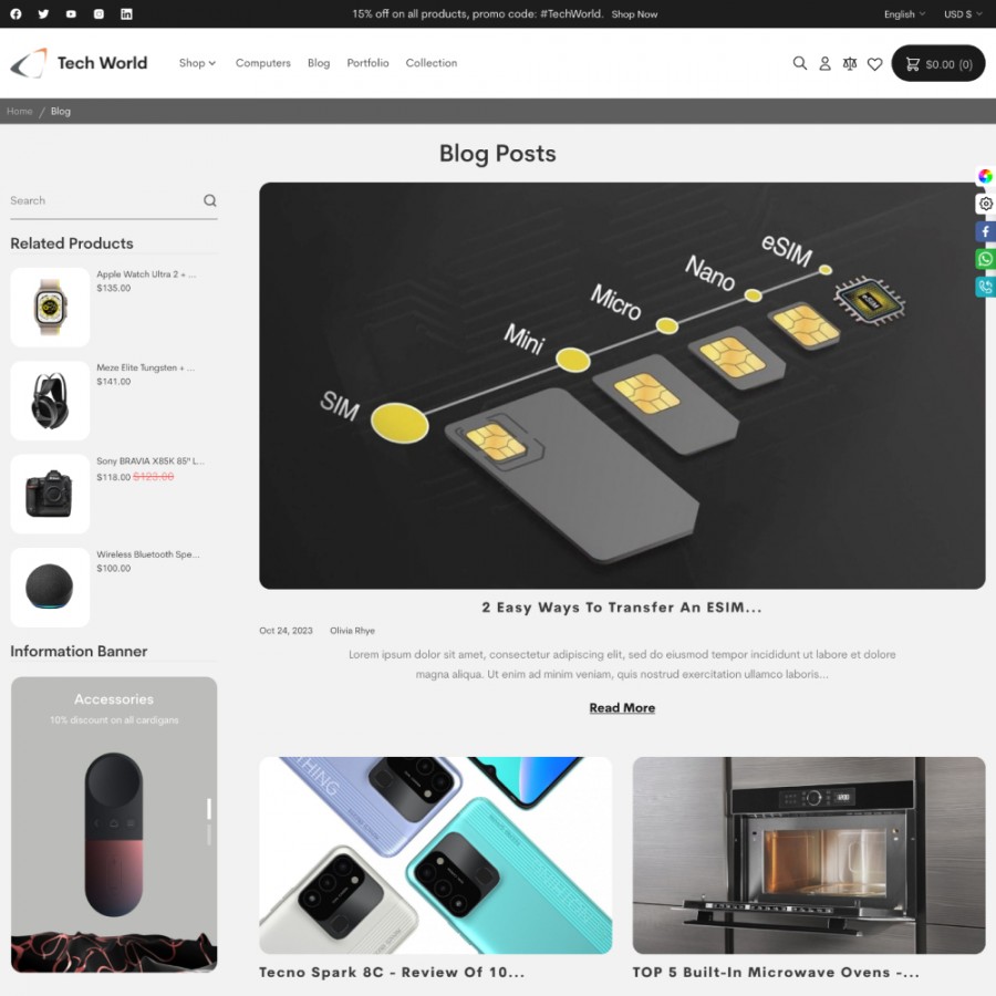 Techworld - Digital Electronic & Gadgets, Smart Home Prestashop Theme