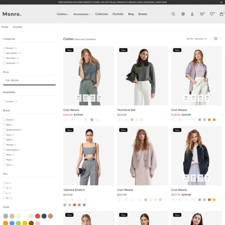 Monro - Fashion, Clothing, Accessories, Lingerie Prestashop Theme