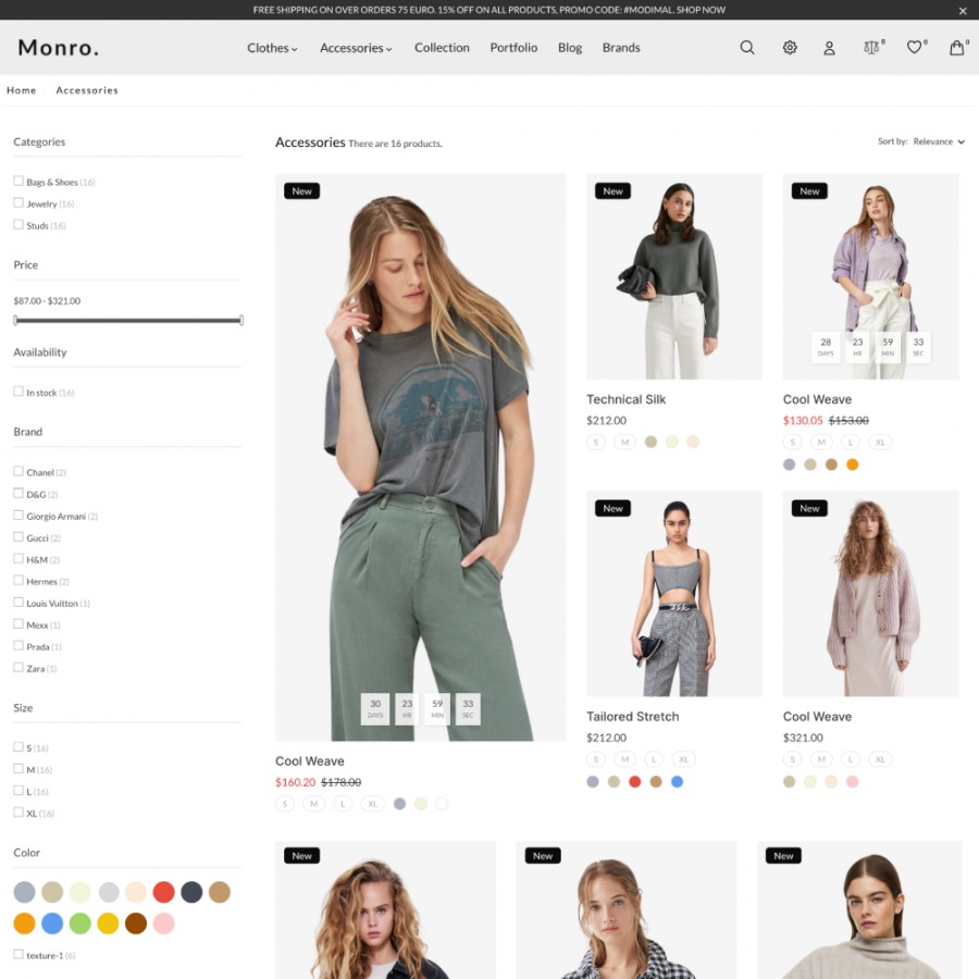 Monro - Fashion, Clothing, Accessories, Lingerie Prestashop Theme