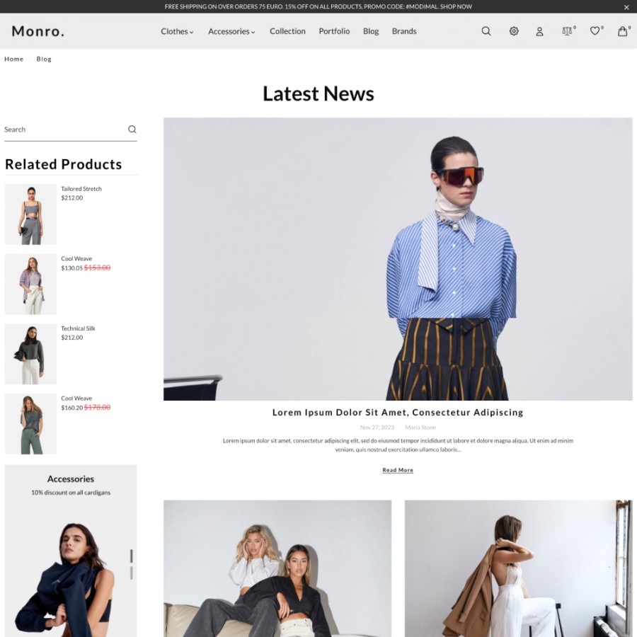 Monro - Fashion, Clothing, Accessories, Lingerie Prestashop Theme