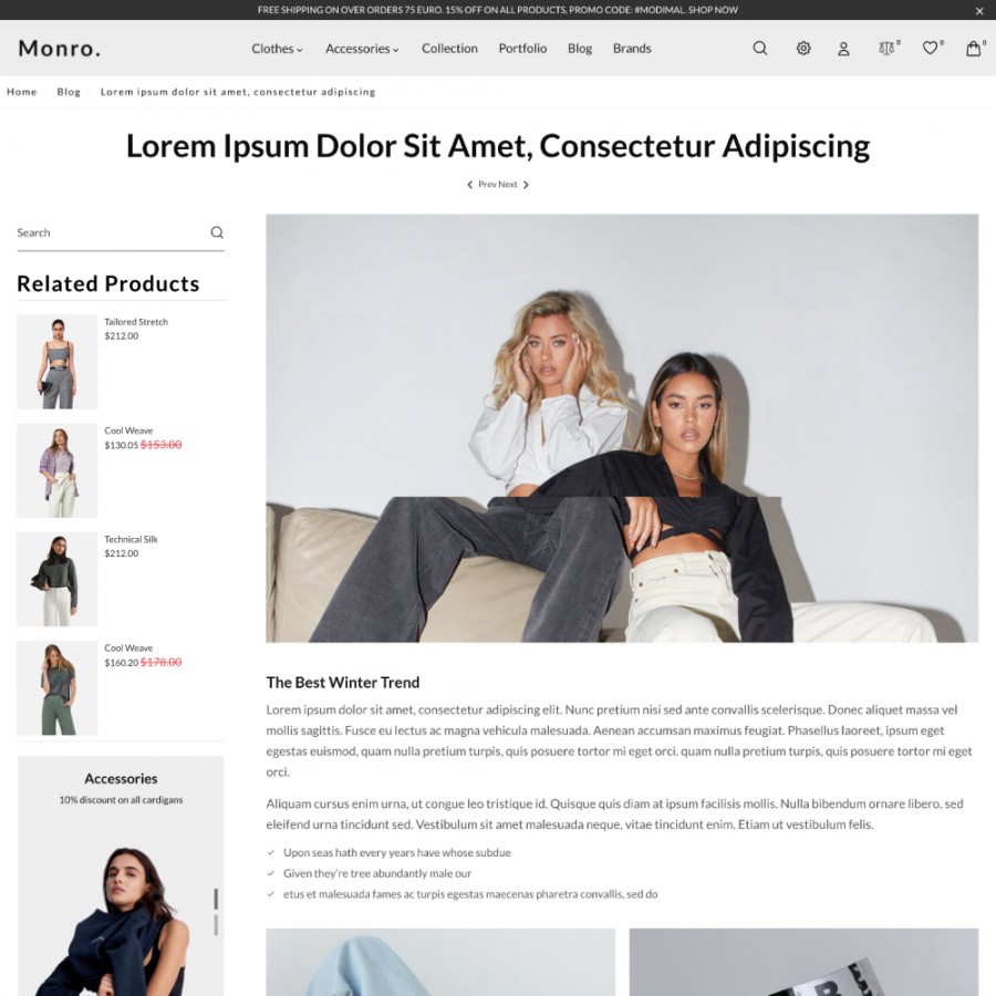 Monro - Fashion, Clothing, Accessories, Lingerie Prestashop Theme