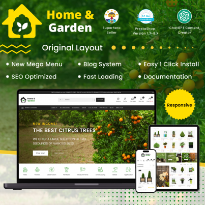 Home and Garden - Agriculture, Farm and Flowers Store Prestashop Theme