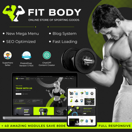 FitBody - Sports equipment, Yoga, Nutrition, Travel Prestashop Theme