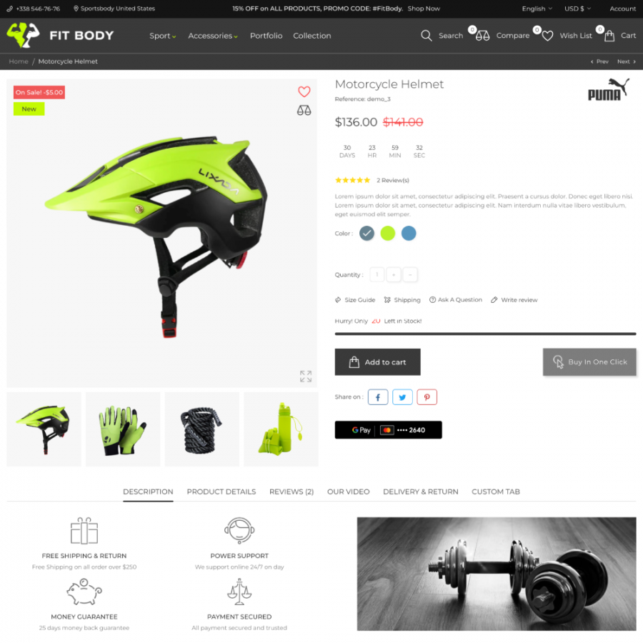 FitBody - Sports equipment, Yoga, Nutrition, Travel Prestashop Theme