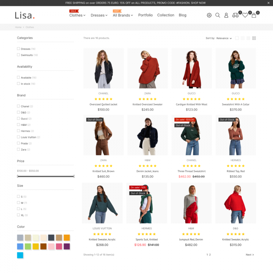 Lisa - Fashion Store, Clothes, Underwear & Jewelry Prestashop Theme