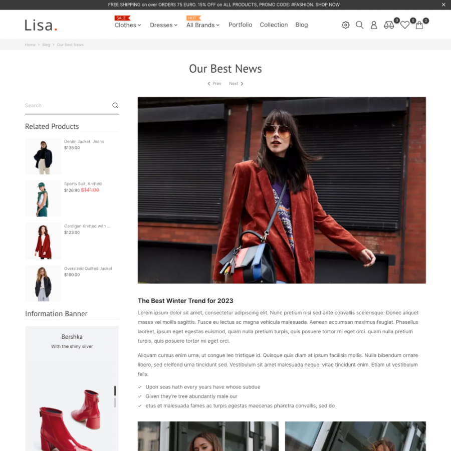 Lisa - Fashion Store, Clothes, Underwear & Jewelry Prestashop Theme