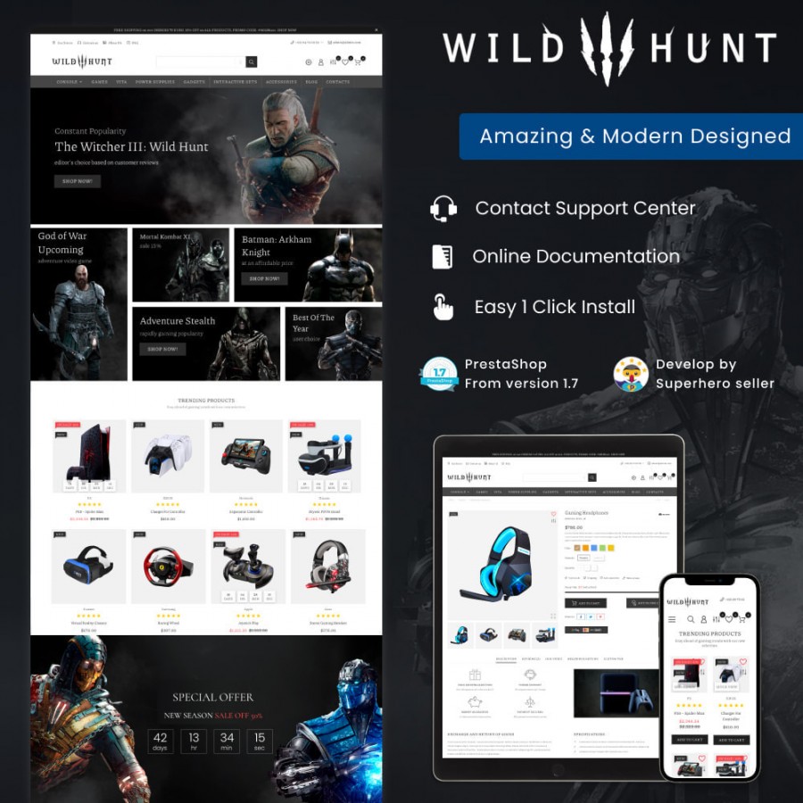 Wild Hunt  - Game & Electronics, Phones, Watches Prestashop Theme