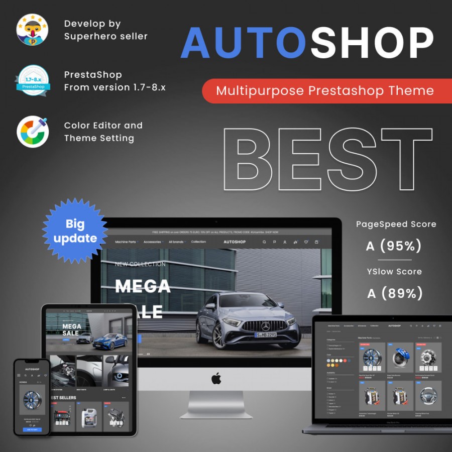 Auto Shop - Electric Cars, Car Rentals & Auto Parts Template