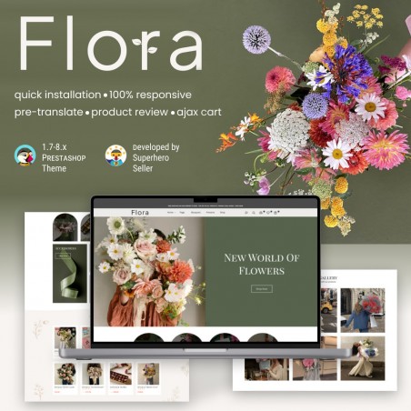 Flora - Florist, Decor, Flowers, Chocolate, Gifts Prestashop Theme