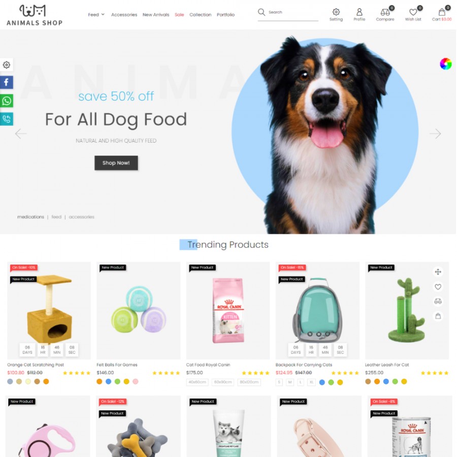 Animals Shop - Pets Care, Clothes, Toys, Food Prestashop Theme