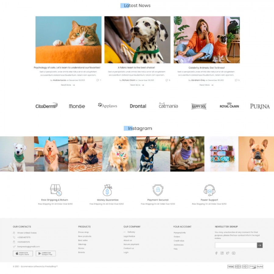 Animals Shop - Pets Care, Clothes, Toys, Food Prestashop Theme