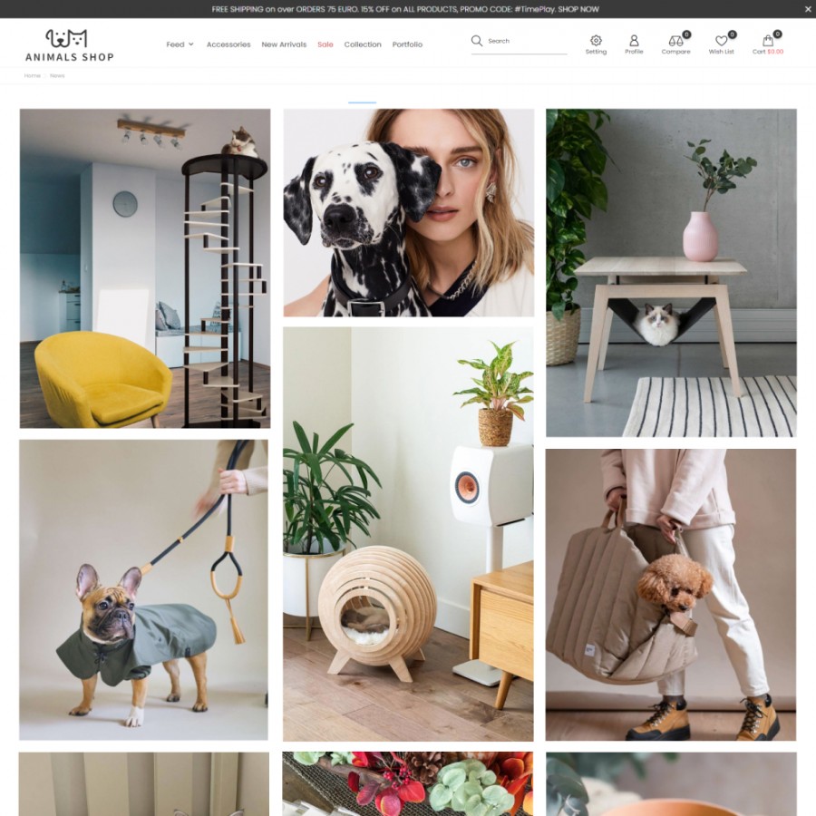 Animals Shop - Pets Care, Clothes, Toys, Food Prestashop Theme