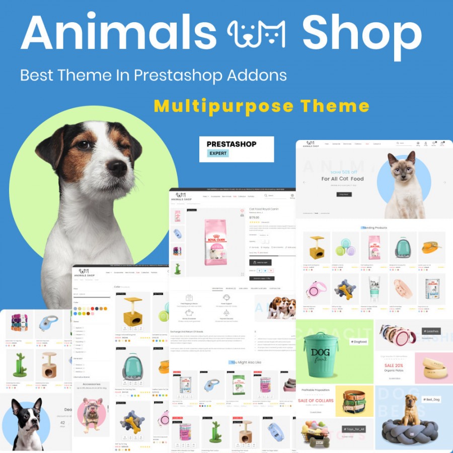 Animals Shop - Pets Care, Clothes, Toys, Food Prestashop Theme