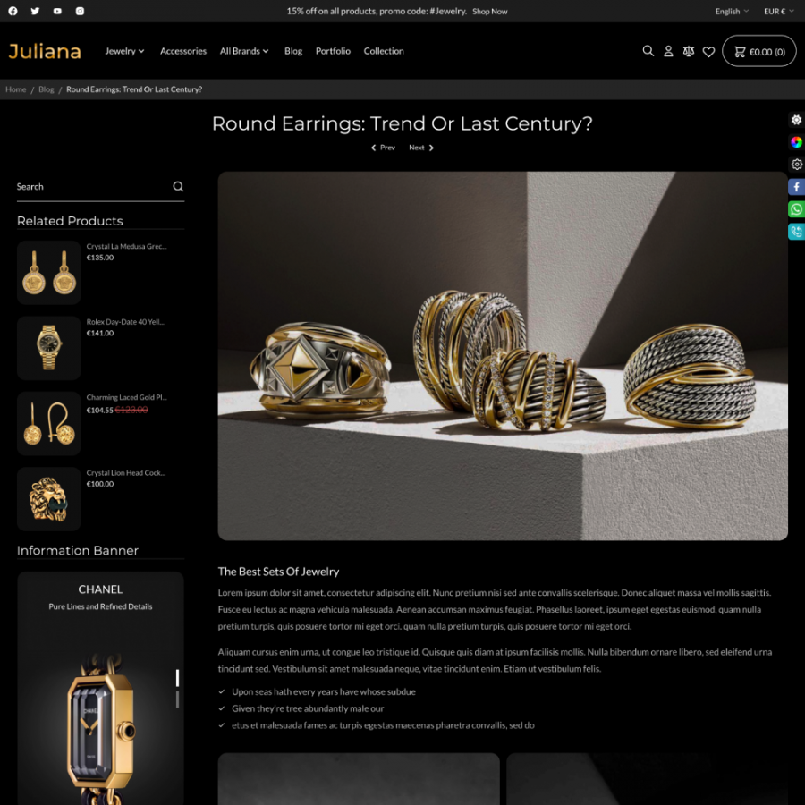 Juliana - Gold & Silver, Jewelry & Gems, Accessories Prestashop Theme