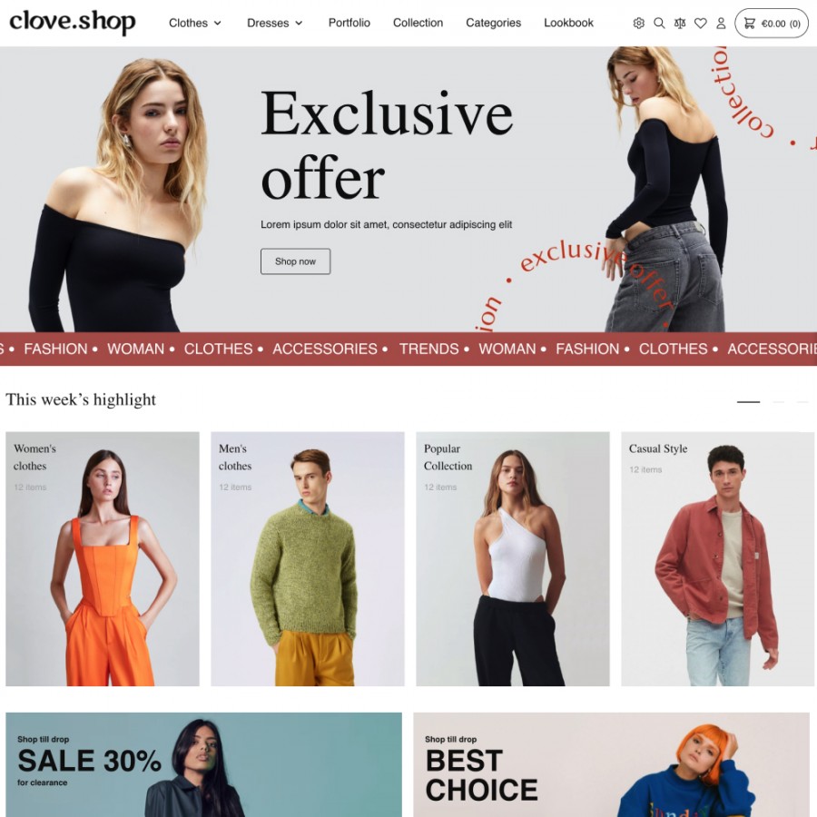 Clove Shop - Bags, Clothes & Shoes Prestashop Theme