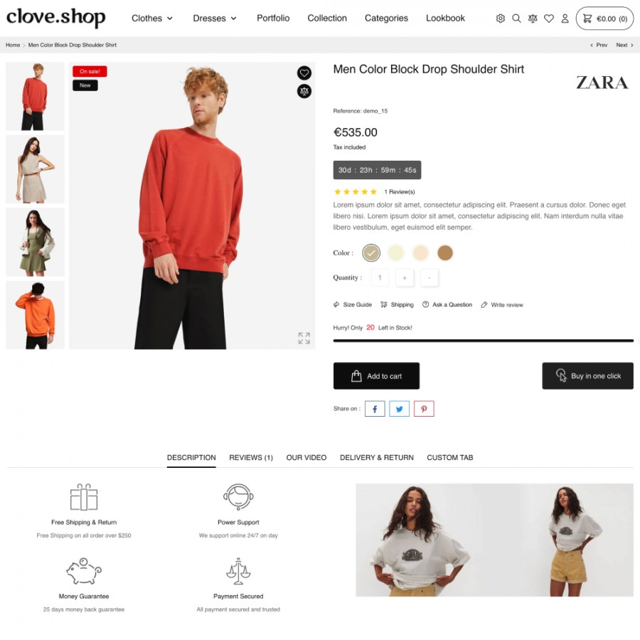 Clove Shop - Bags, Clothes & Shoes Prestashop Theme