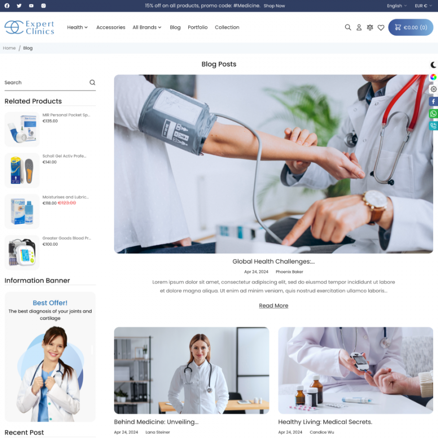 Expert Clinics - Goods for Medicine, Health and Beauty Prestashop Theme