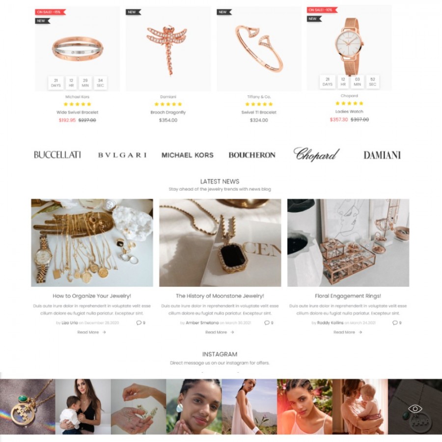 Floral Gemstones - Jewelry & Accessories, Watches Store Prestashop Theme