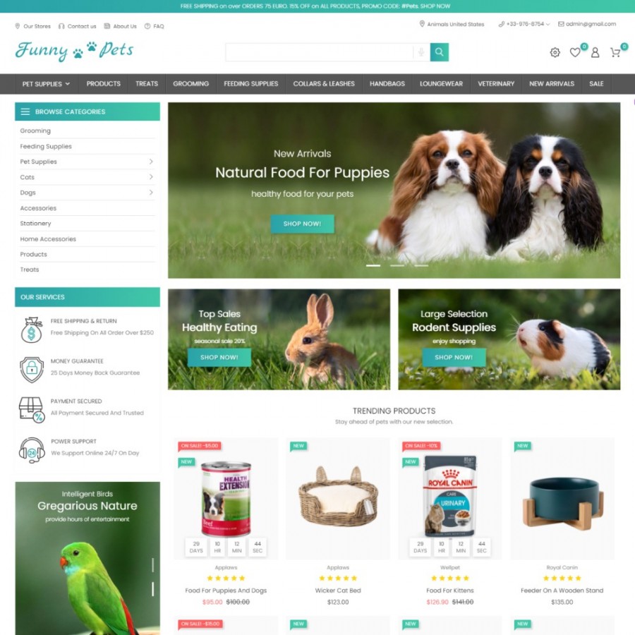 Prestashop Theme Funny Pets - Products for Animals
