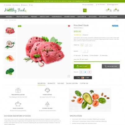 Healthy Food - Supermarket, Restaurant, Organic, Wine Prestashop Theme