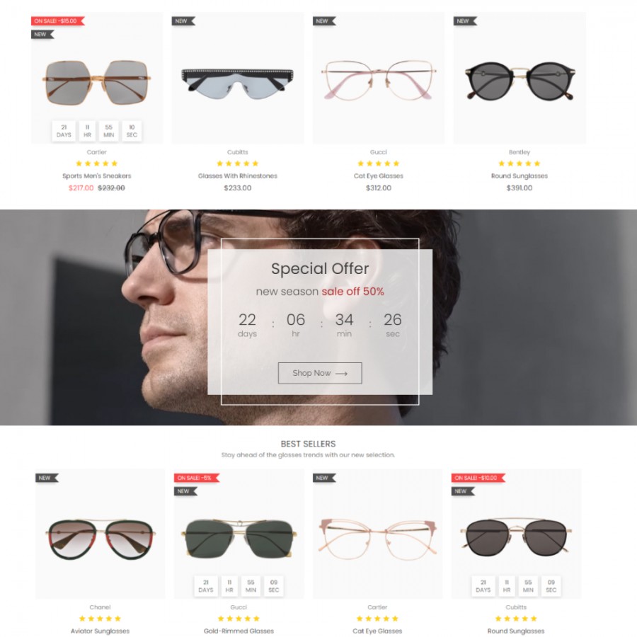 Fashion Optics - Glasses & Shoes, Jewelry, Watch Fashion Store Prestashop Theme